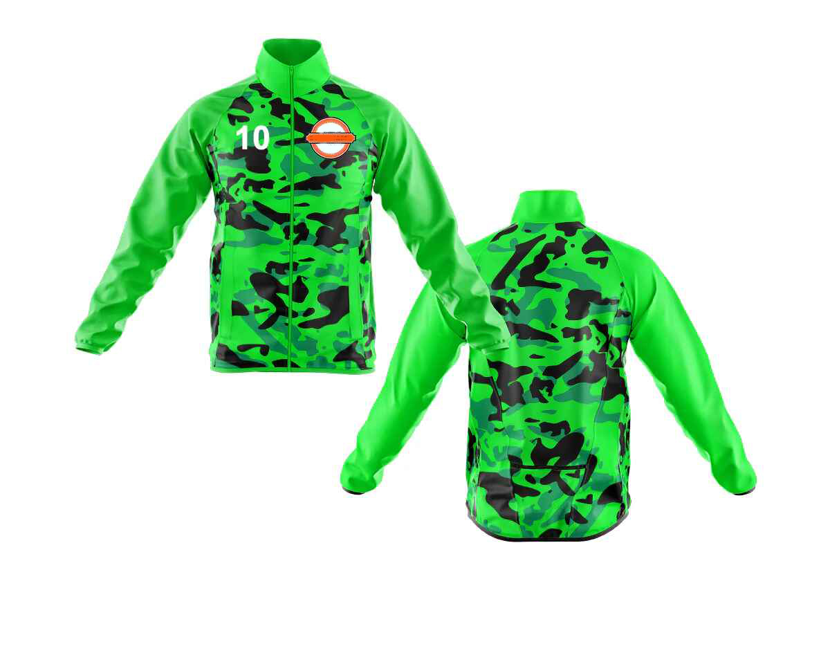 Neon Green Camouflage Drop-Tail Cycling Jacket